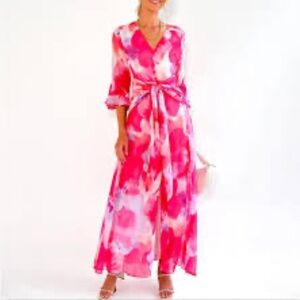 Source Unknown Pink and White Maxi Dress